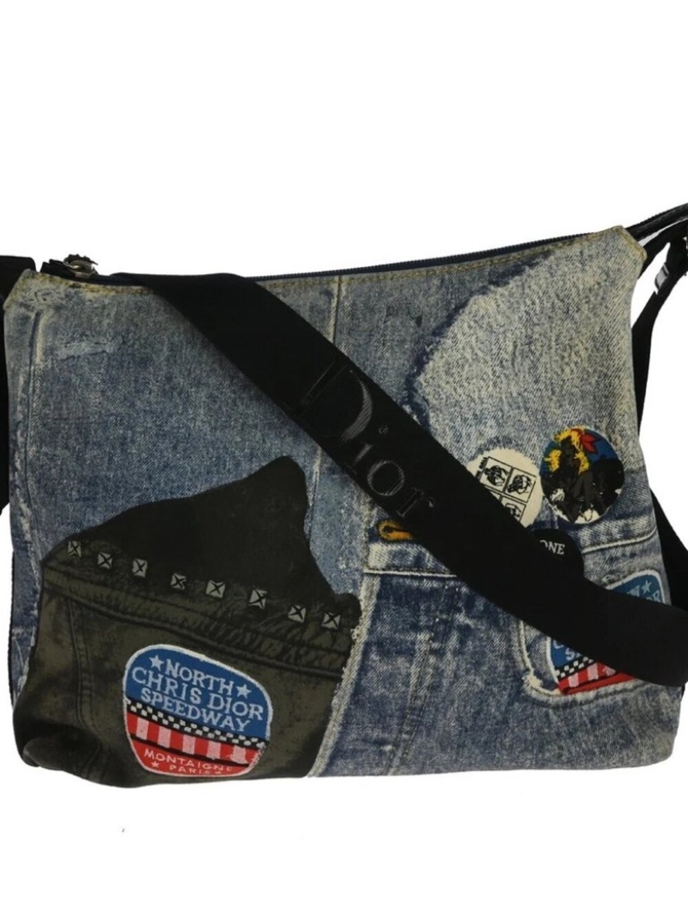 Christian Dior Speed way Blue Denim Shoulder Bag